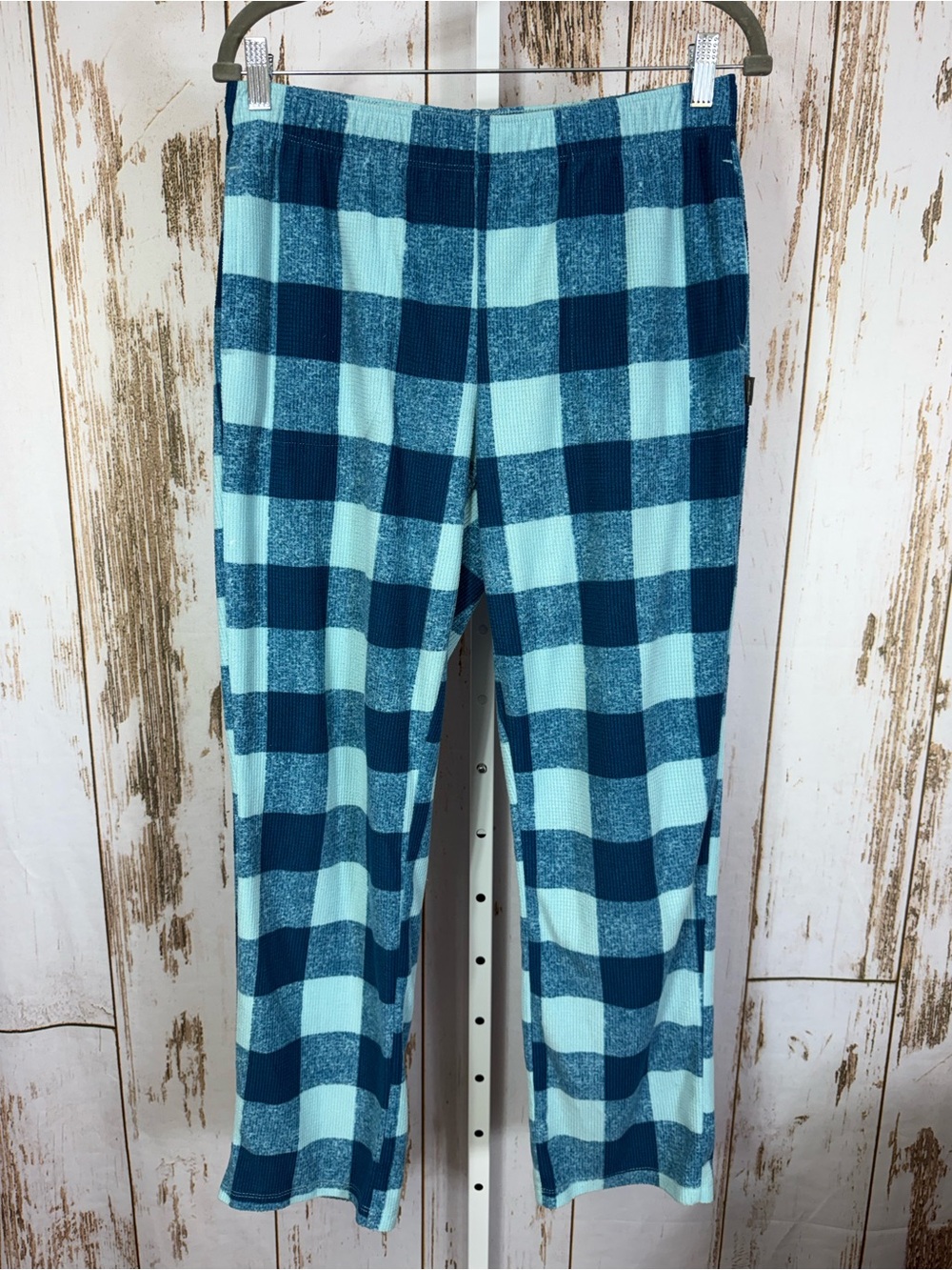 Eddie Bauer Light Blue & Navy Check Pajama Pants. Size Medium. Good used cond!